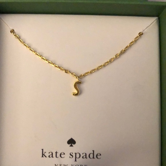 Kate Spade Gold Tone One In A Million Letter S Initial Pendant Necklace NWT Box - Picture 11 of 14